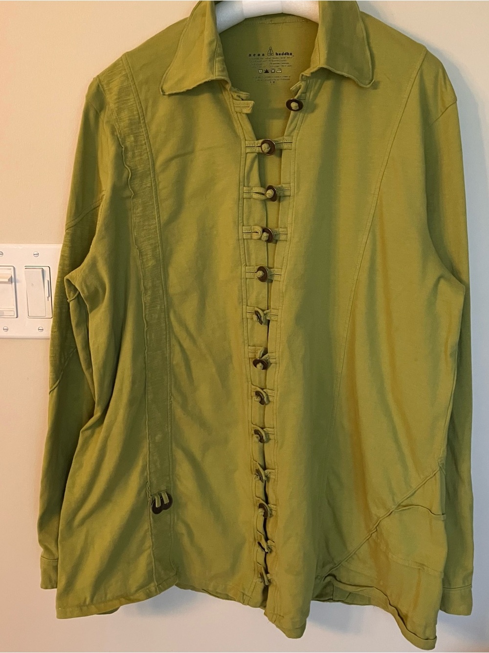 neon buddha Olive Green Toggle-Front Lightweight Jacket boho bohemian